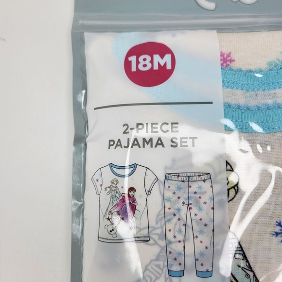 New Disney Frozen Size 18M Toddler Girl 2 Piece Pajama Set Anna Elsa Sleepwear - Picture 3 of 10